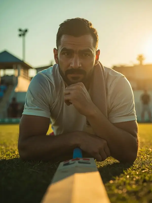 Indian cricket allrounder at outdoor training session in sleeveless kit